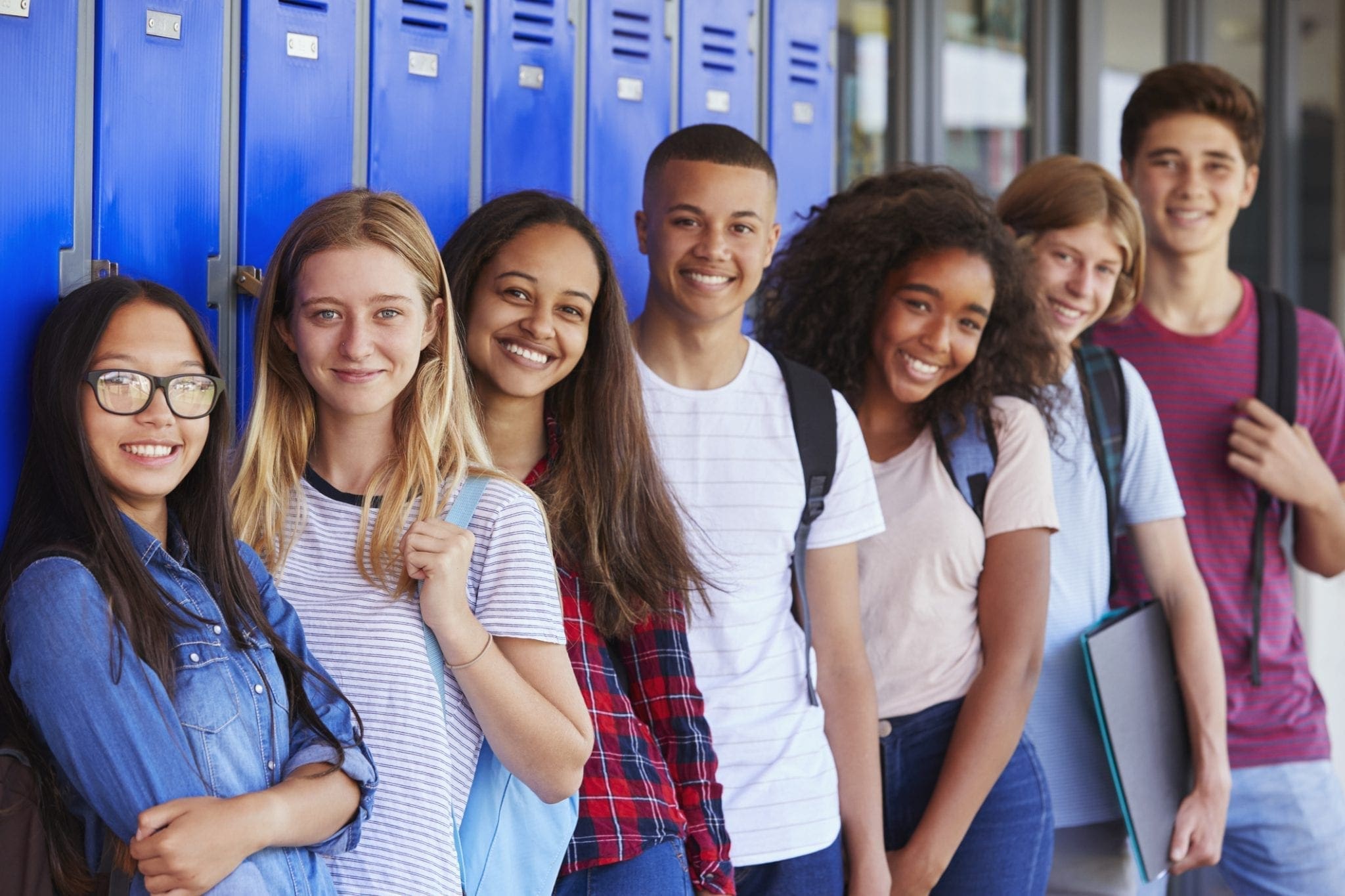 Teenage school kids red ribbon week